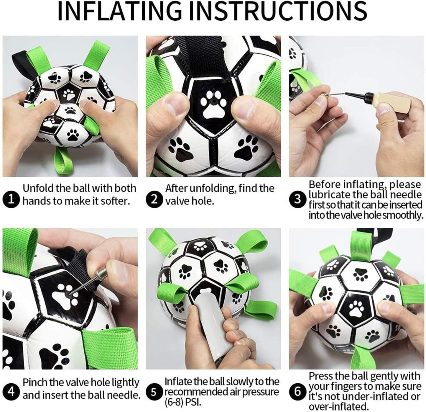 Upgrade Dog Soccer Ball with Grab Tabs, Interactive Football Puppy Balls for Small & Medium Breeds, Fun Water Pet Dog Toys