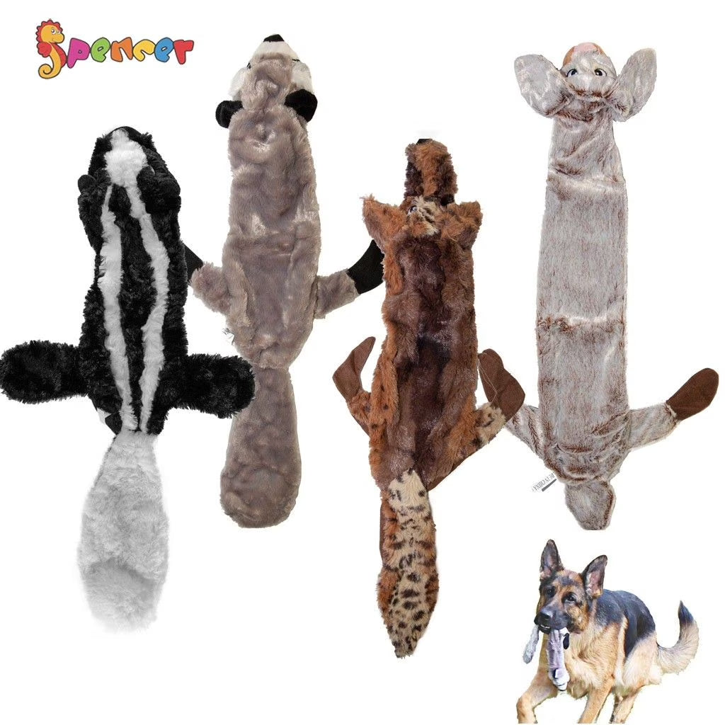 Dog Squeaky Toys for Puppies, No Stuffing Plush Squeaky Dog Chewing Toy Set Crinkle Dog Toy for Small Medium Large Dog Pets "Wolf"