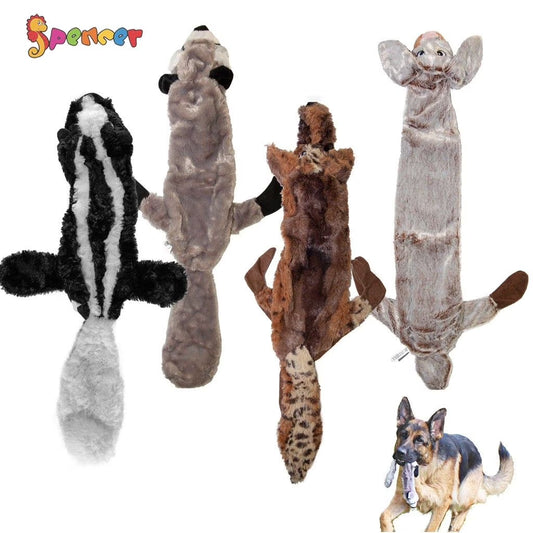 Dog Squeaky Toys for Puppies, No Stuffing Plush Squeaky Dog Chewing Toy Set Crinkle Dog Toy for Small Medium Large Dog Pets "Wolf"