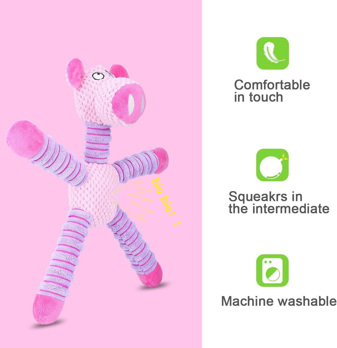 14-Inch Squeaky Plush Dog Toys, Stuffed Animal Plush Chew Toys with Squeakers - Durable Dog Chew Toys for Puppy Small Middle Dogs Reducing Boredom