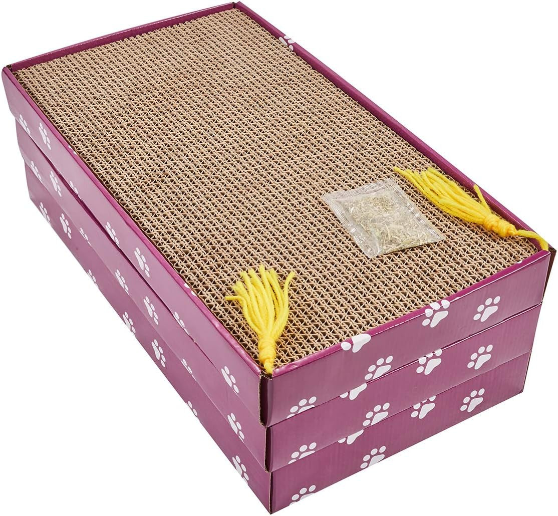 Cat Scratcher Cardboard Reversible Cat Scratch Pad Kitty Corrugated Scratching Board Bed Catnip Included