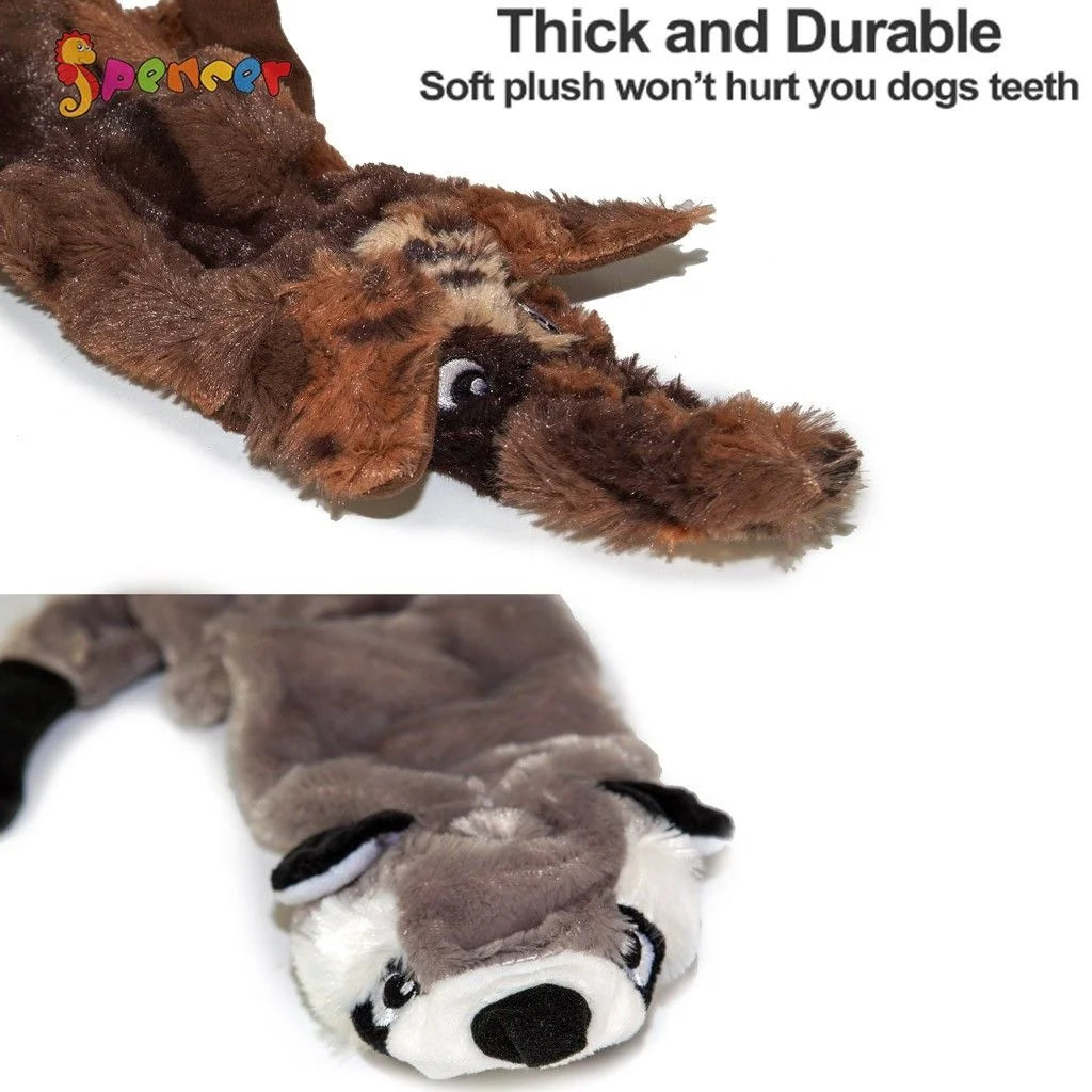 Dog Squeaky Toys for Puppies, No Stuffing Plush Squeaky Dog Chewing Toy Set Crinkle Dog Toy for Small Medium Large Dog Pets "Wolf"