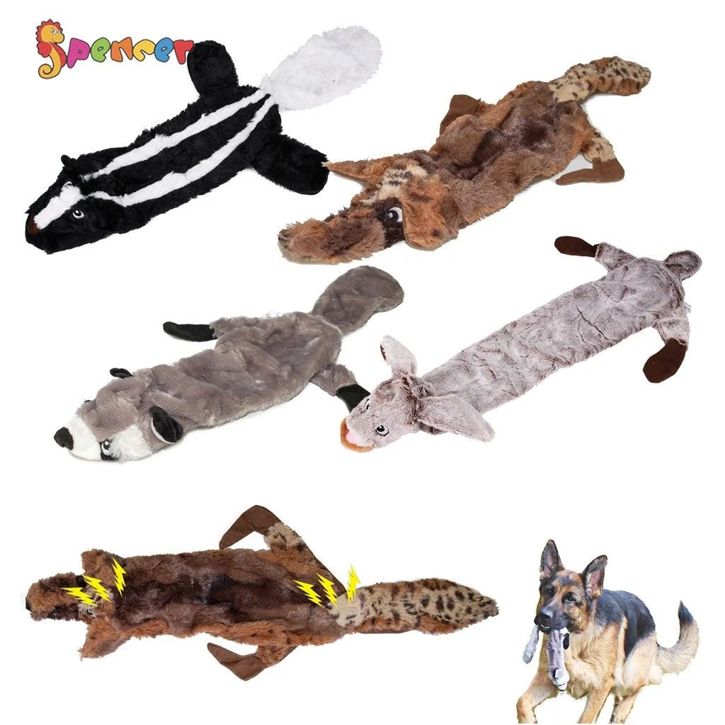 Dog Squeaky Toys for Puppies, No Stuffing Plush Squeaky Dog Chewing Toy Set Crinkle Dog Toy for Small Medium Large Dog Pets "Wolf"