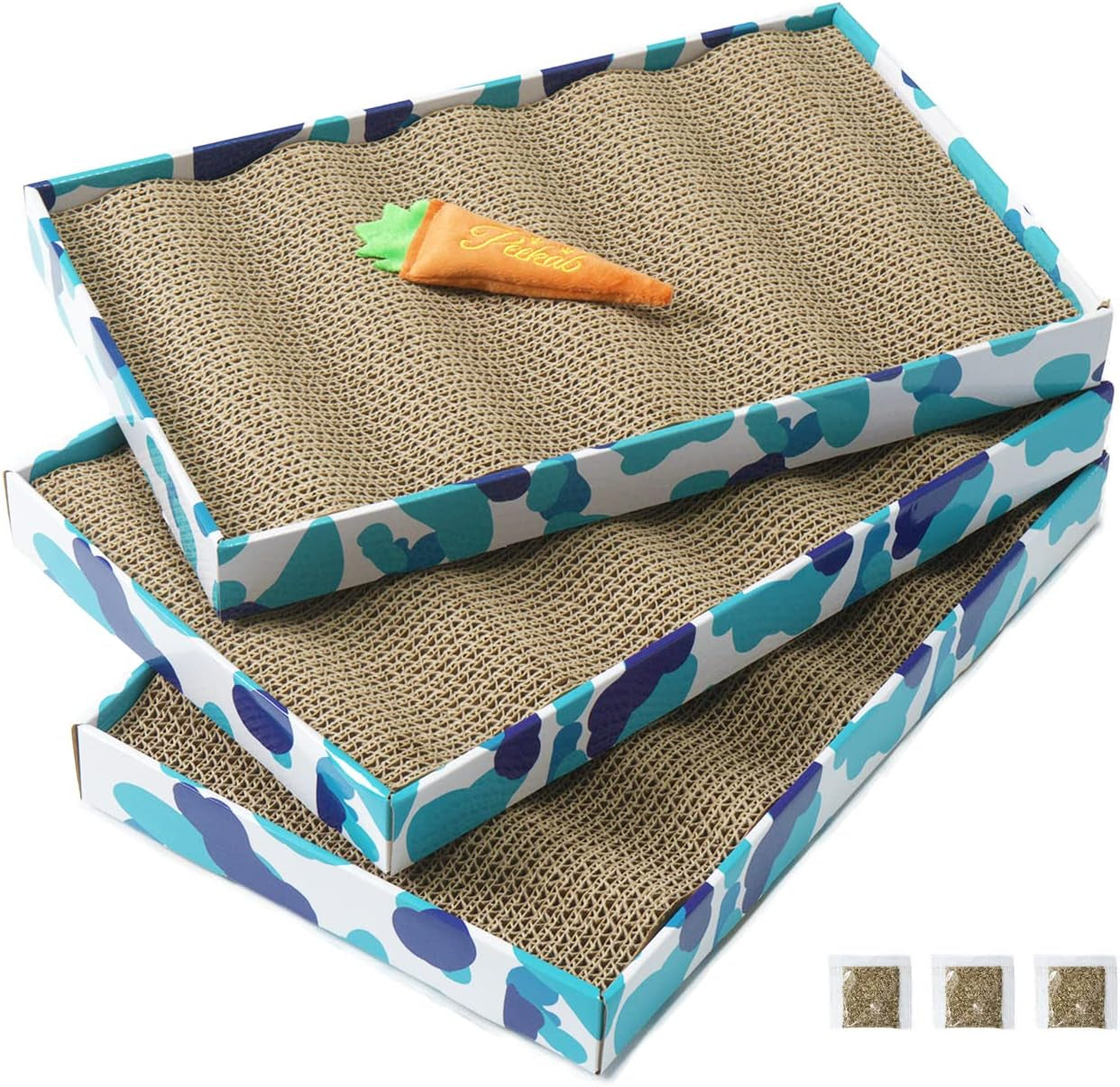 Cat Scratcher Cardboard Reversible Cat Scratch Pad Kitty Corrugated Scratching Board Bed Catnip Included