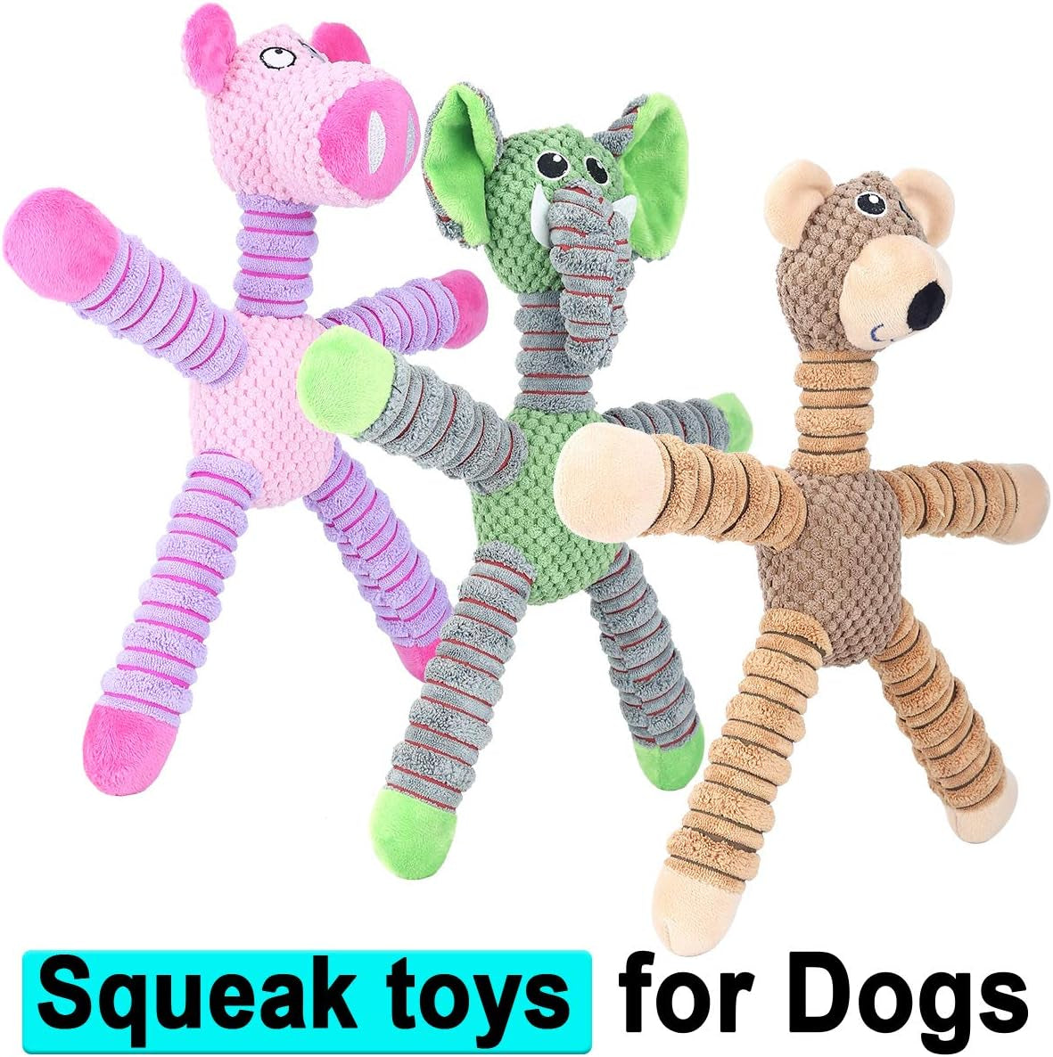 14-Inch Squeaky Plush Dog Toys, Stuffed Animal Plush Chew Toys with Squeakers - Durable Dog Chew Toys for Puppy Small Middle Dogs Reducing Boredom