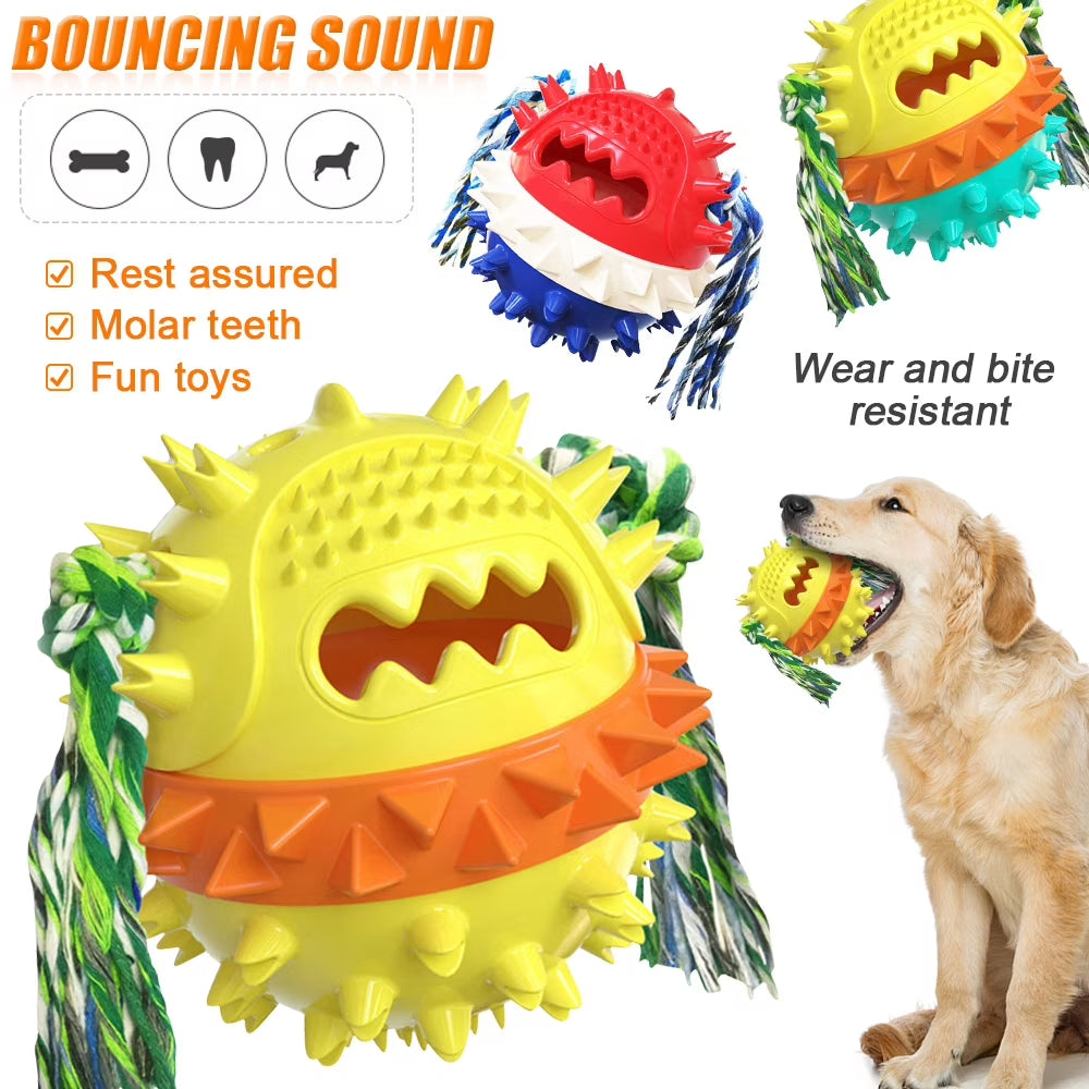 Dog Squeaky Toys, Toughest Natural Rubber-Dog Chew Toys for Aggressive Chewers, Almost Indestructible Tough Durable Dog Toys for Dogs-Teeth Cleaning Chews for Large/Medium Breed