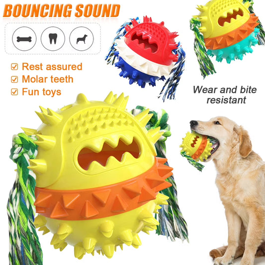 Dog Squeaky Toys, Toughest Natural Rubber-Dog Chew Toys for Aggressive Chewers, Almost Indestructible Tough Durable Dog Toys for Dogs-Teeth Cleaning Chews for Large/Medium Breed
