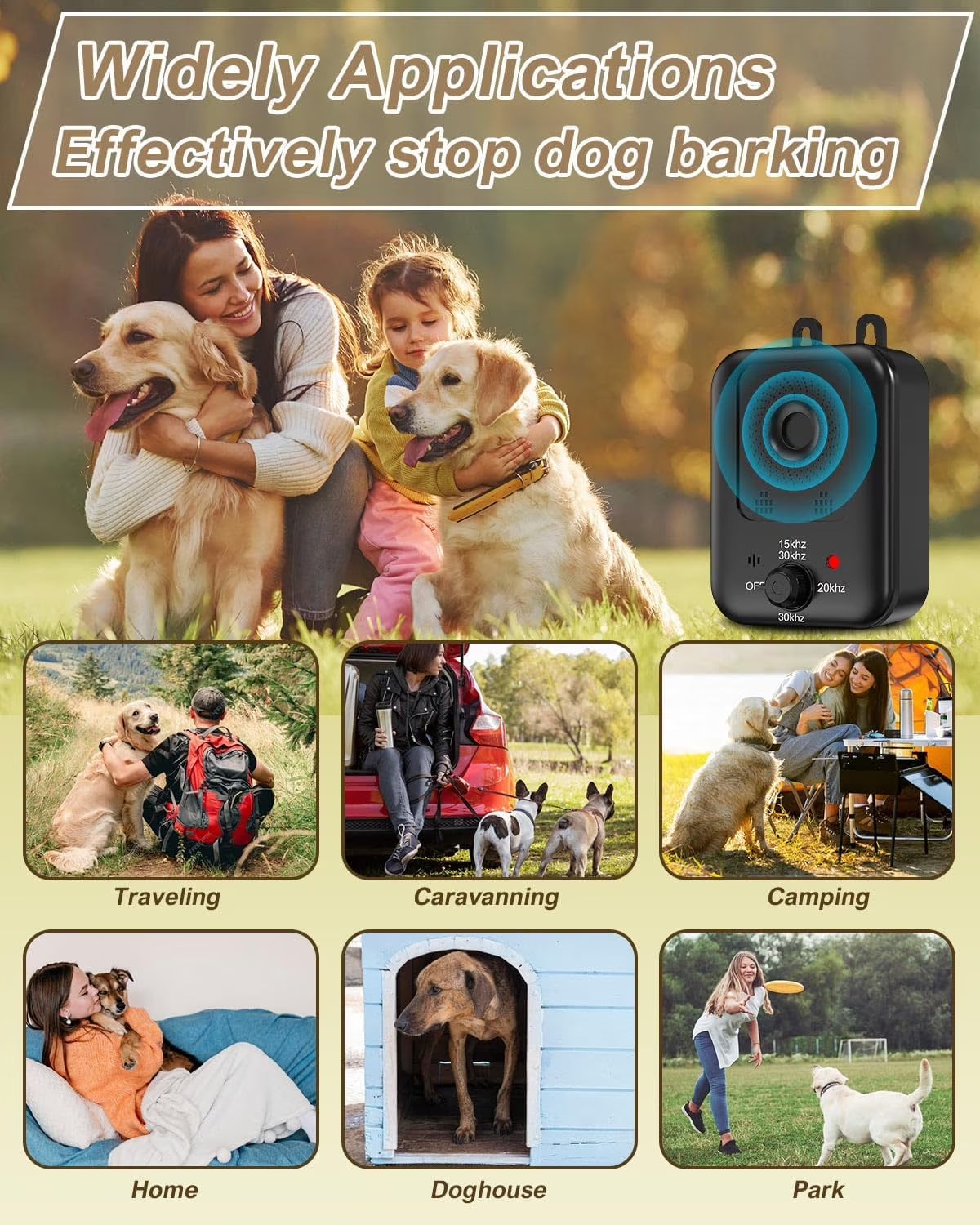 anti Barking Device for Dogs, Ultrasonic Bark Control, Rechargeable Outdoor Indoor Bark Box, 3 Modes
