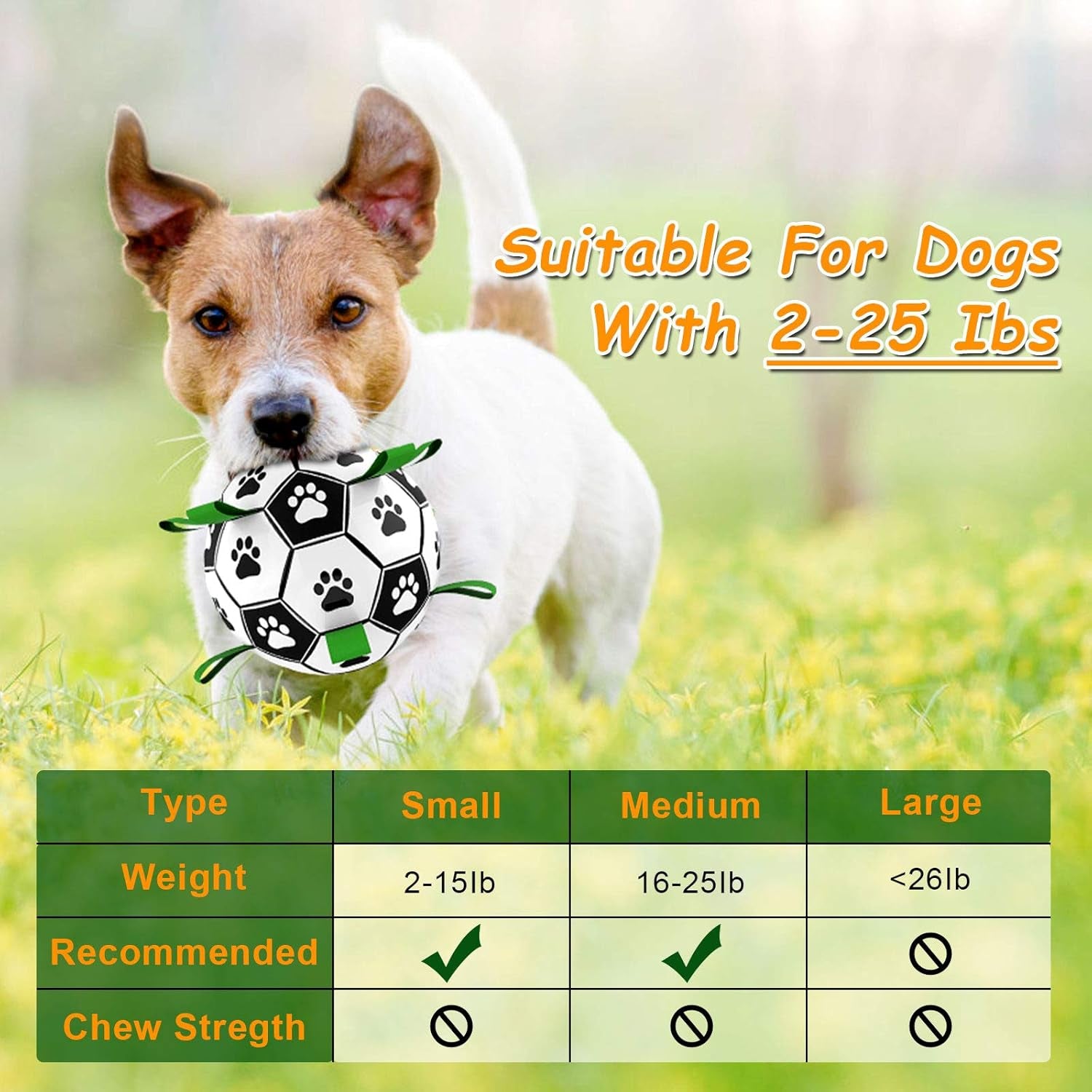 Upgrade Dog Soccer Ball with Grab Tabs, Interactive Football Puppy Balls for Small & Medium Breeds, Fun Water Pet Dog Toys