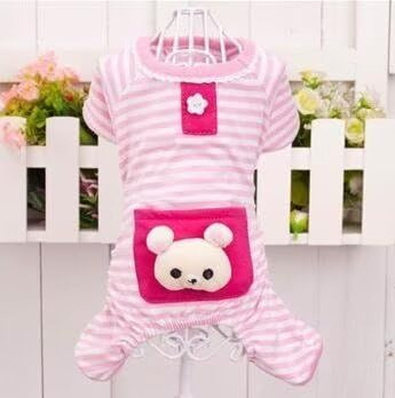 Puppy Clothes - Comfy Dog Pajamas Jumpsuit with Stripes (XS, Yellow)