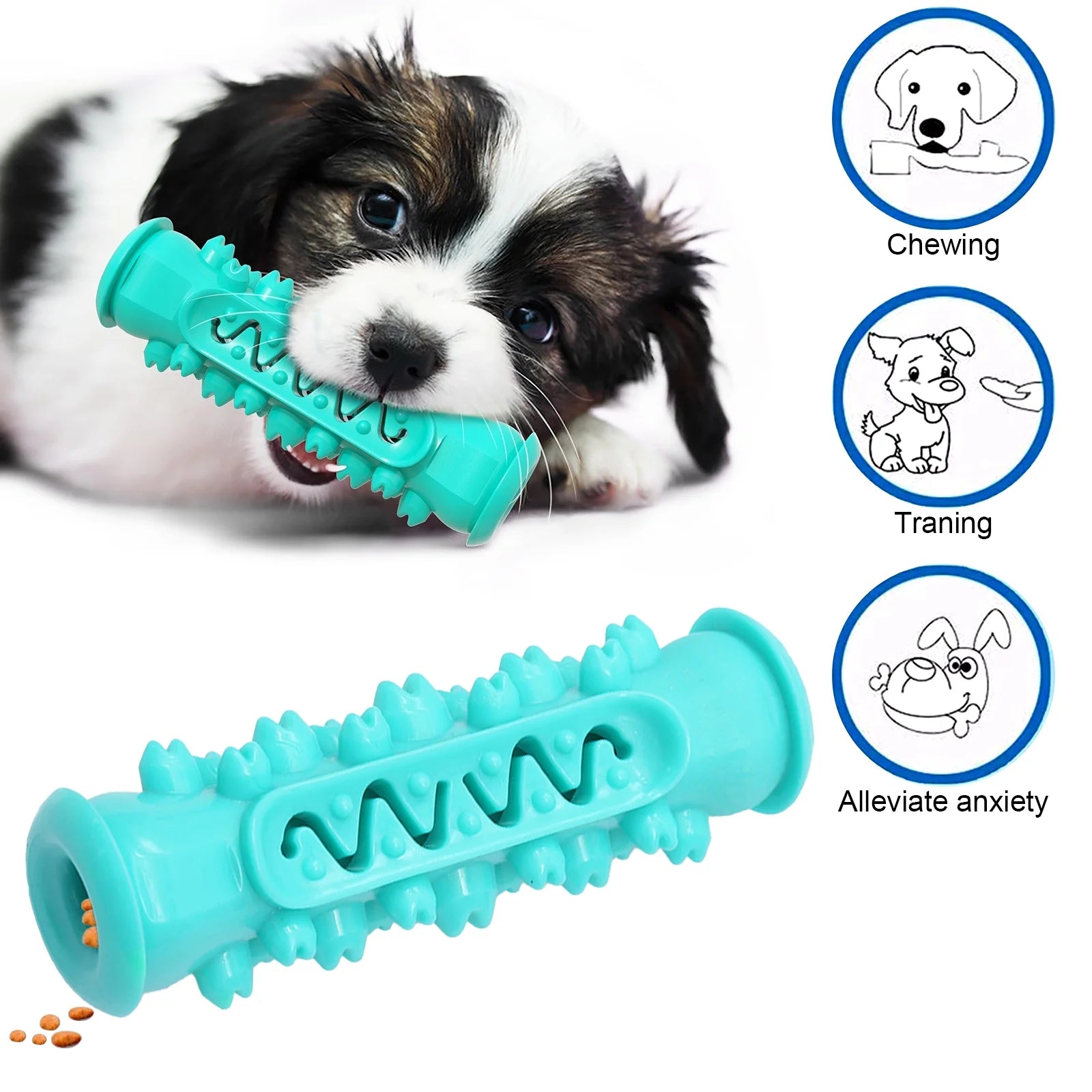 ZOUYUE Dog Toy for Aggressive Chewer Large Medium Nearly Indestructible Super Chew Dog Toys Squeaky Dog Birthday Toy Dog Toothbrush Interactive Tough Durable Dog Toys Natural Rubber(Blue)