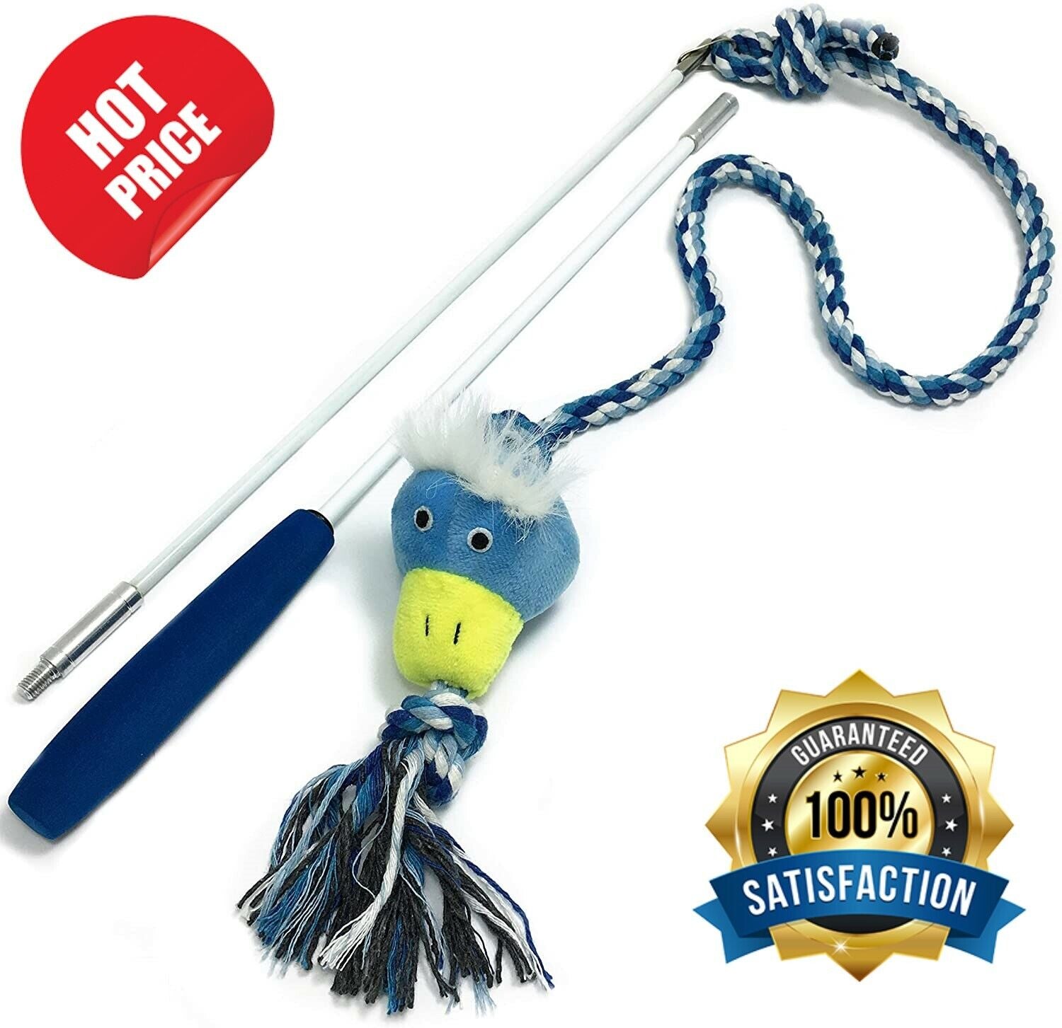 Outdoor Wand Rope Toy Dog Play Extendable Flirt Pole Training Chasing Chew Plush