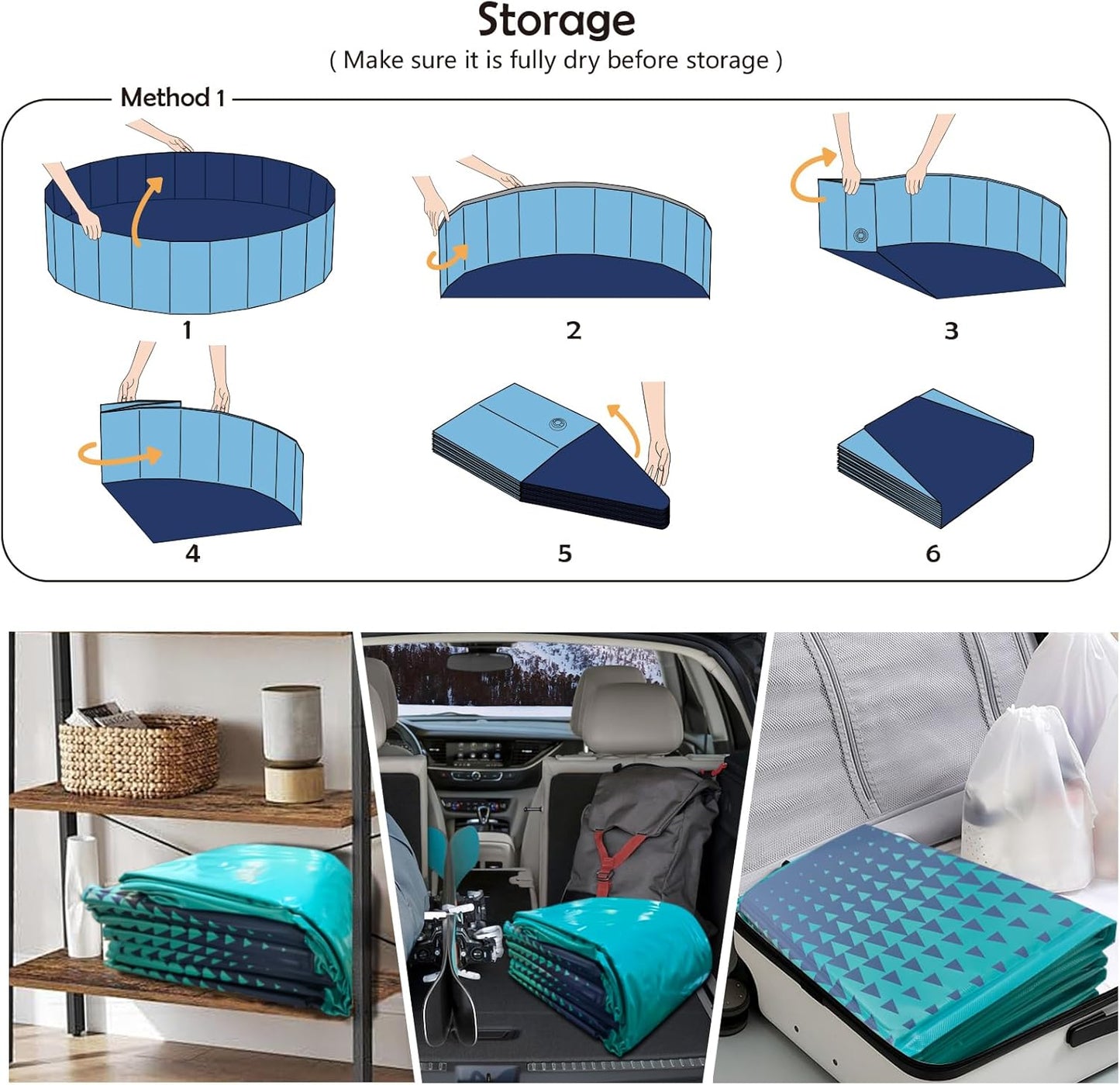 Foldable Dog Kiddie Pool - Hard Plastic Kids Paddling Pool Toddler Baby Swimming Pools for Backyard Collapsible Whelping Box Pet Doggie Cats Wading Pools Bathtub for Puppy Large Dogs 63In