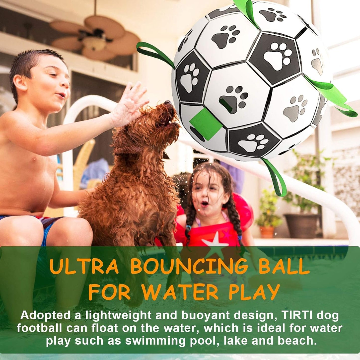 Upgrade Dog Soccer Ball with Grab Tabs, Interactive Football Puppy Balls for Small & Medium Breeds, Fun Water Pet Dog Toys