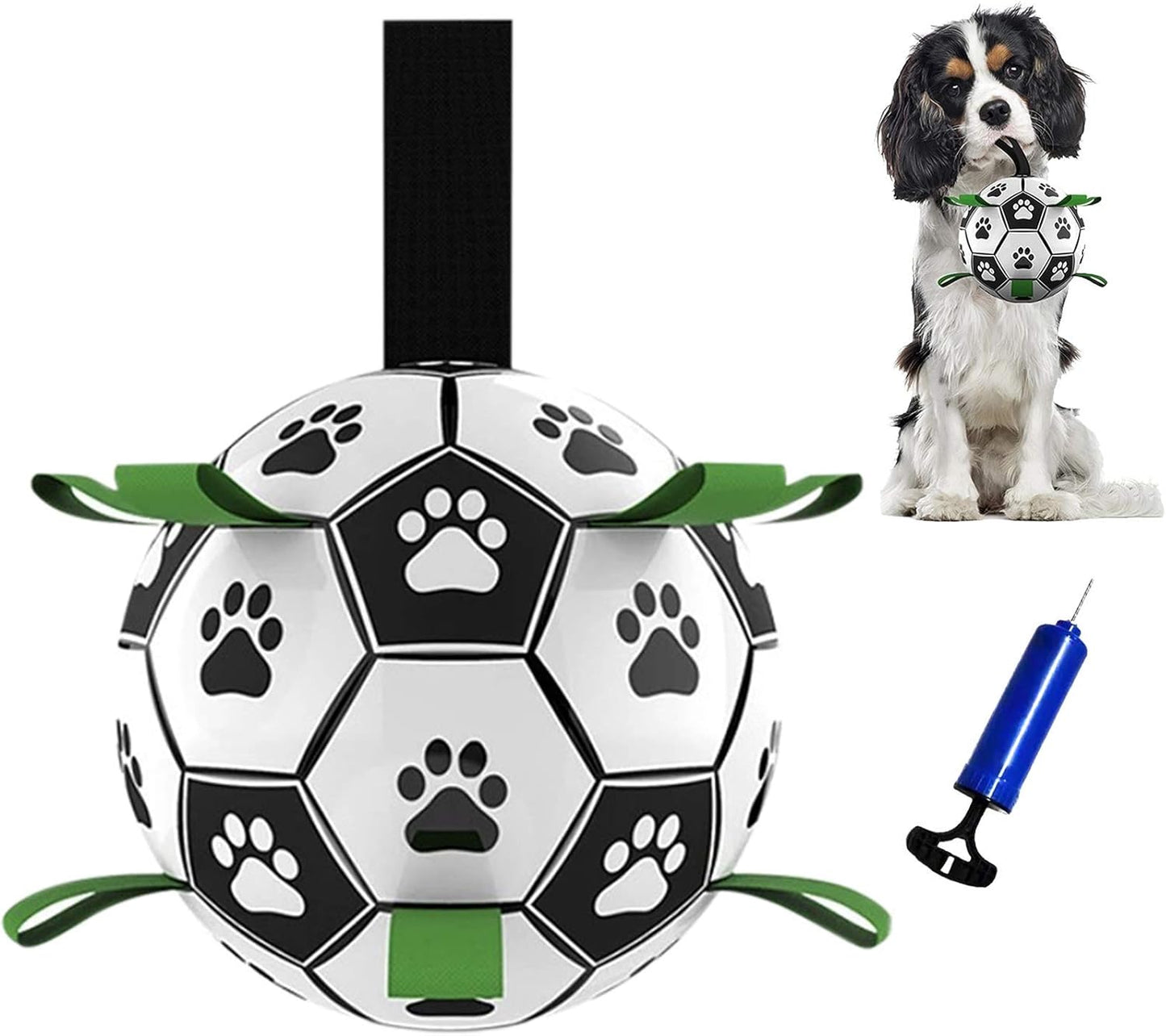 Upgrade Dog Soccer Ball with Grab Tabs, Interactive Football Puppy Balls for Small & Medium Breeds, Fun Water Pet Dog Toys