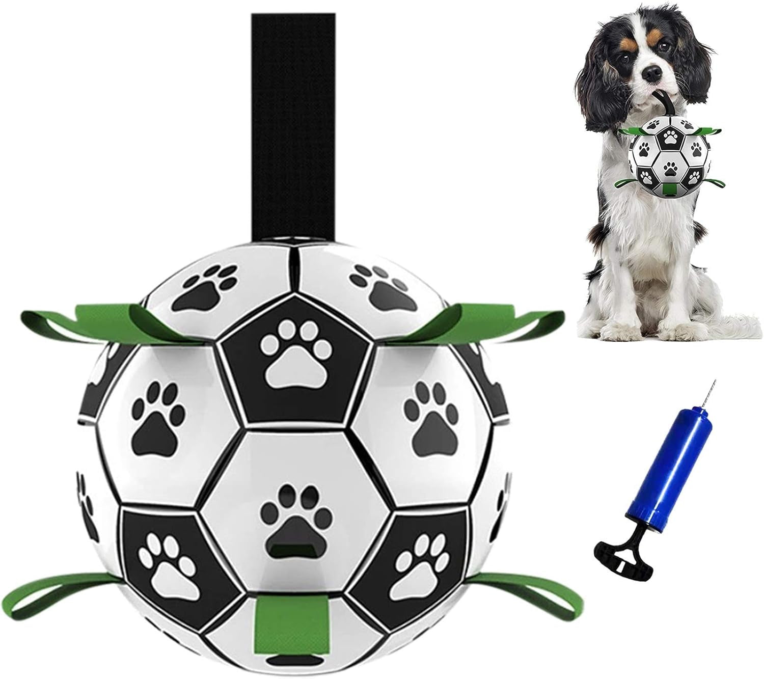 Upgrade Dog Soccer Ball with Grab Tabs, Interactive Football Puppy Balls for Small & Medium Breeds, Fun Water Pet Dog Toys