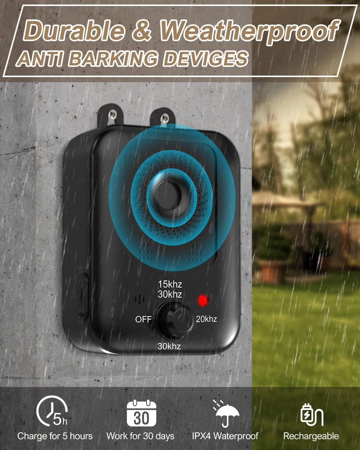 anti Barking Device for Dogs, Ultrasonic Bark Control, Rechargeable Outdoor Indoor Bark Box, 3 Modes