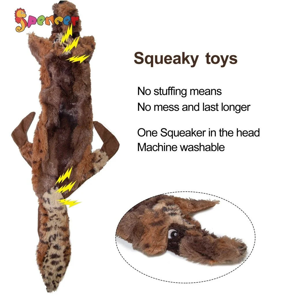 Dog Squeaky Toys for Puppies, No Stuffing Plush Squeaky Dog Chewing Toy Set Crinkle Dog Toy for Small Medium Large Dog Pets "Wolf"
